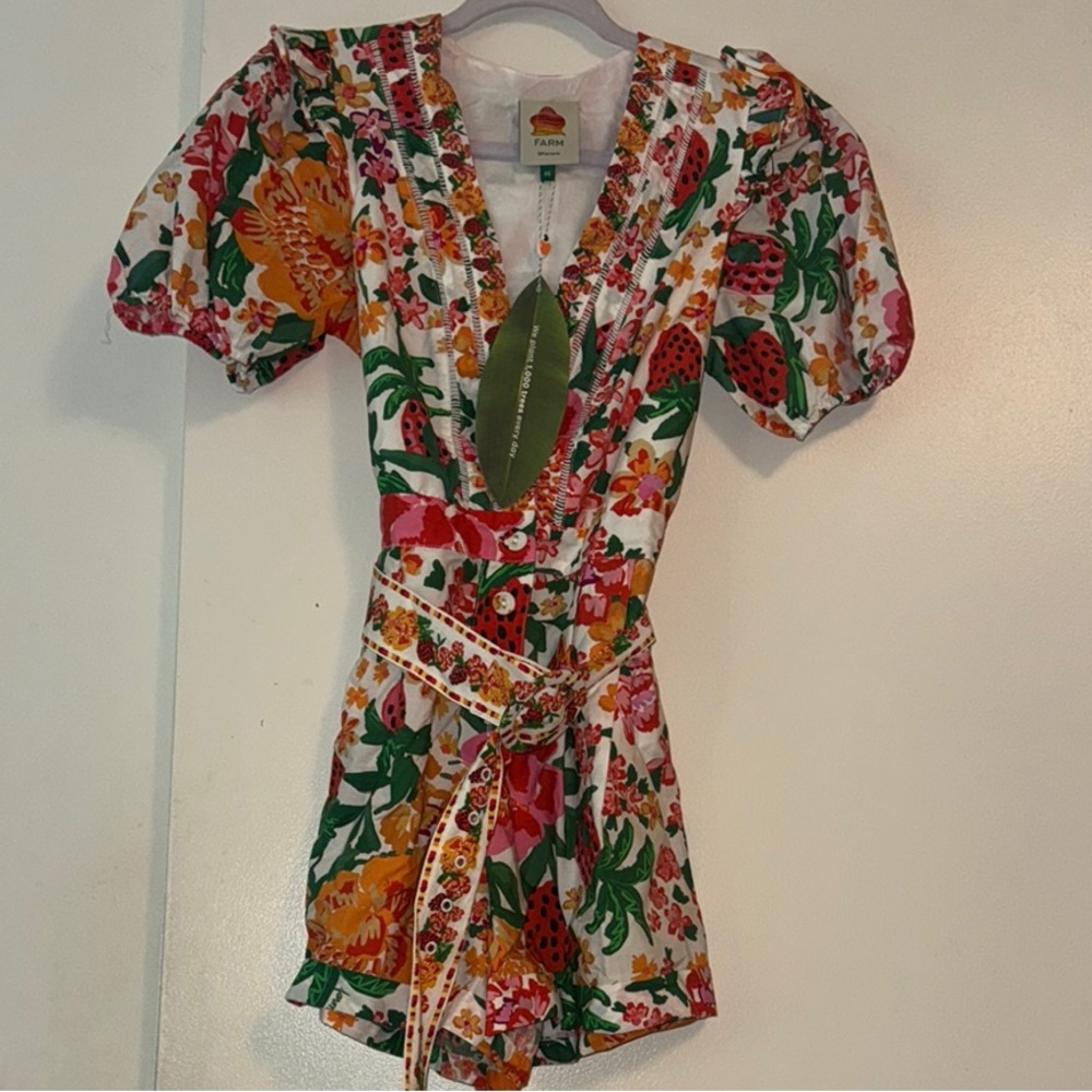 Farm Rio Women's Cotton Flowerful Sketch Romper